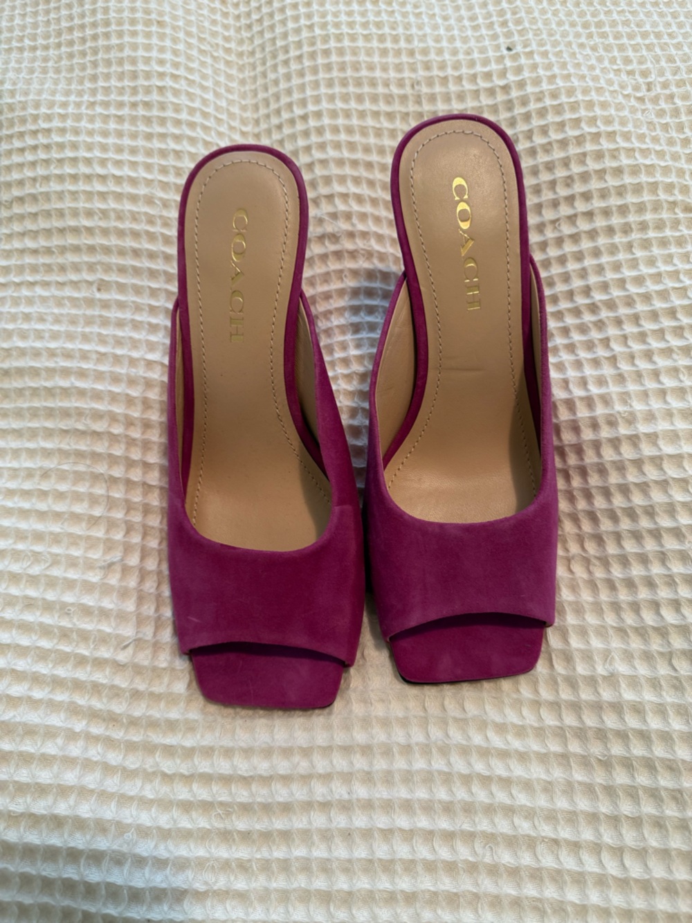 Coach Fuchsia Suede Open-Toe Slide Mule